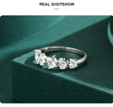 Luxury Shining Irregular Geometric AAAA Lab Created Diamond 925 Silver Ring
