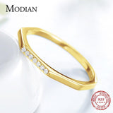 Authentic Sterling Silver Stylish Gold Color AAAA Simulated Diamonds Ring - Unique Charm Fine Jewellery  - The Jewellery Supermarket