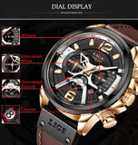 New Arrival Top Brand Leather Chronograph Waterproof Sport Automatic Date Quartz Mens Watches - The Jewellery Supermarket