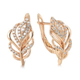 14K Gold Filled New AAA White Zircon Diamonds Golden Hollow Plump Personality Earrings