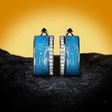 2021 New Ladies 925 Silver Blue Earrings Handmade Enamel Epoxy Zircon Earrings Sparkling White Zircon Ladies Jewelry Earrings - The Jewellery Supermarket