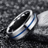 New Arrival Bevel Groove Steel Frosted Surface Tungsten Carbide Comfort Fit Wedding Rings for Men and Women - The Jewellery Supermarket