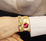 Unique Snake Shape Luxury  Bling Gold Quartz  Wrist Watch For Women - Ladies MISSFOX Women's Watch
