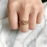 New Fine Jewellery Boho Hollow Flower14K Rolled Rose Gold Ring for Women, Ethnic Wedding Party Rings