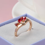 Luxury Red AAA Zircon Crystals 14K Gold Filled Ring Ethnic Vintage Jewellery