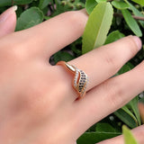 Alluring Vintage Style 14K Filled Rose Gold Black and White AAA Zircon Crystals Ring - Wedding Fashion Jewellery