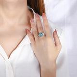 Sparkling Vintage 5CT Mint Green Lab Created AAAAA Tourmaline Gemstone Big Silver Rings for Women, Fine Jewellery - The Jewellery Supermarket