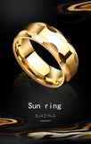 New Arrival 8mm Width High Polished Faceted Tungsten Jewellery Electroplated Gold and Silver Men's Finger Rings