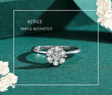 Classic Simple Flower AAAA Lab Created Diamond 925 Sterling Silver Fine Rings