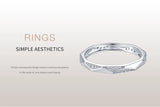 Faceted, Minimalist AAAA Lab Created Diamonds Silver Geometric Design Ring