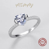 Forever Love Dazzling Shiny Heart AAAA Lab Created Diamond Silver Ring