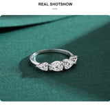 Luxury Water Drop Shape Emerald Cut Clear AAAA Lab Created Diamond Silver Rings