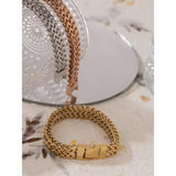 New Stainless Steel Cuban Link Chain Unisex Bracelet Bangle - 18K Plated Gold Heavy Metal Fashion Jewellery