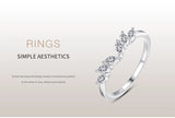 Delicate Curved Geometric Wing Design AAAA Lab Created Diamond Silver Ring