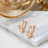 New Hollow Glossy Leaf 14K Filled Rose Gold Stud Earrings - Cute High Quality Daily Fine Fashion Jewellery