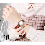 New Arrival Top Brand Elegant Solid Stainless Steel Square Dial Quartz Rose Gold Colour Ladies Watches for Women