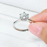 1CT 0.5CT 2CT 3CT VVS1 D Colour Moissanite Solitaire Wedding Engagement Silver Rings