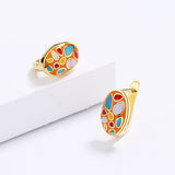 Fashion Newest Yellow Gold Colour Colorful Enamel Handmade Epoxy Earrings