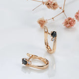 14K Gold Filled Minimalist AAA Black Zircon Inlay Diamond Dainty Pierced Golden Earrings