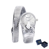 Amazing Luxury Brand Red Dial Snake Shape Zirconia Diamond Ladies Gold Iced Out Analog Quartz Movt Unique Watch
