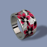 Fashionable Exquisite Red, White Handmade Enamel AAA Zircon Diamonds Rings