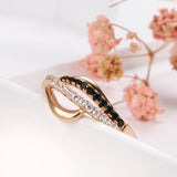 Fashion 14K Filled Rose Gold 2 Rows AAA Black Natural Zircon Diamonds Ring - Luxury Vintage Cross Fine Jewellery