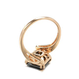 Luxury Big Square 14K Rolled Rose Gold Black AAA Zircon Crystals Ring For Women Fashion Vintage Fine Jewellery