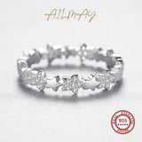Sparkling Silver Stars Design AAAA Lab Created Diamonds 925 Stackable Ring