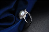 Multicolour Freshwater Pearl AAA Zircon Diamonds Flower Design Silver Rings