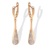 New Arrival Fashion Rolled 14K Rose Gold AAA Zircon Crystals Long Tassel Dangle Earrings - Unusual Fine Jewellery