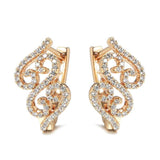 Ethnic Flower Micro Wax Inlay 14K Filled Rose Gold AAA Zircon Diamonds Drop Earrings - Vintage Style Jewellery