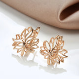 14 Karat Gold Filled Life Tree Glossy Hollow Clip Hoop Earrings Elegant Jewellery