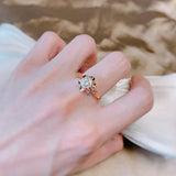 Latest Fashion Luxury 14K Rolled Rose Gold Bride Ring wih AAA Zircon Diamonds Romantic Quality Gift