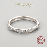 Faceted, Minimalist AAAA Lab Created Diamonds Silver Geometric Design Ring