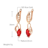 14K Gold Filled Luxury Garnet Pomegranate AAA Zircon Crystals Long Hollow Earrings