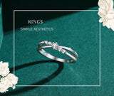 Crossover Design AAAA Lab Created Diamond Silver Staggered Line Stackable Ring