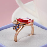 14K Rolled Gold New Geometric Flawless Slope Marquise Cut Multi AAA Zircon Crystal Rings