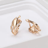 14K Rolled Gold New Vintage Curve AAA Diamonds Zircon Elegant Geometric Fine Earrings