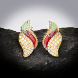 New 18KGP Colorful Handmade Enamel AAA Zircon Diamonds Earrings