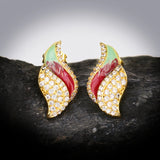 New 18KGP Colorful Handmade Enamel AAA Zircon Diamonds Earrings