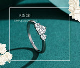 Romantic Heart Clear AAAA Lab Created Diamond Genuine 925 Sterling Silver Ring