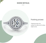 Fashion Luxury 925 Silver Sparkling AAAA Lab Created Diamond Round Rings