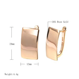 Hot Fashion Glossy Simple Square 14K Rolled Rose Gold Dangle Earrings - High Quality Daily Fine Jewellery