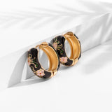 New Fashion Enamel Flower Huggie Hoop Vintage Boho Circle Handmade Earrings
