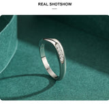 New Sleek Wavy Sterling Silver Clear AAAA Lab Created Diamonds Personality Ring