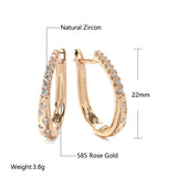 14K Gold Filled AAA Zircon Diamonds Women Clip Elegant Curve Bling Hoop Earrings