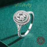 Classic Luxury Oval Dazzling 1.5 Karat AAAA Lab Created Diamond 925 Silver Ring
