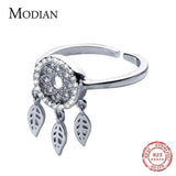 Sterling Silver Dreamcatcher Tassel Leaves AAAA Simulated Diamonds Ring - Luxury Wedding Fine Jewellery