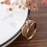 Luxury Fashion Waves Design 14K Filled Rose Gold With Black White AAA Zircon Diamonds  Rings, High Quality Jewellery