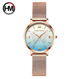 Luxury Elegant 3D Butterfly Rose Gold Colour Quartz Women Wristwatch Mesh Strap Japanese Movement Waterproof Watches